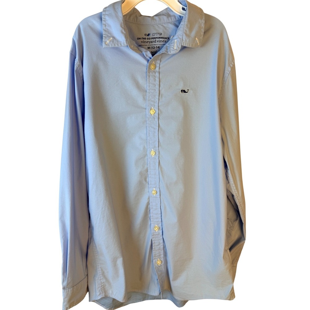 Vineyard Vines Boys OTG Performance Brrr Cooling Shirt Light Blue‎ Size M 12-14